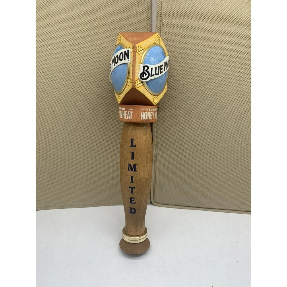 Blue Moon Summer Honey Wheat Limited Wooden Tap Handle Man Cave Decor 11
